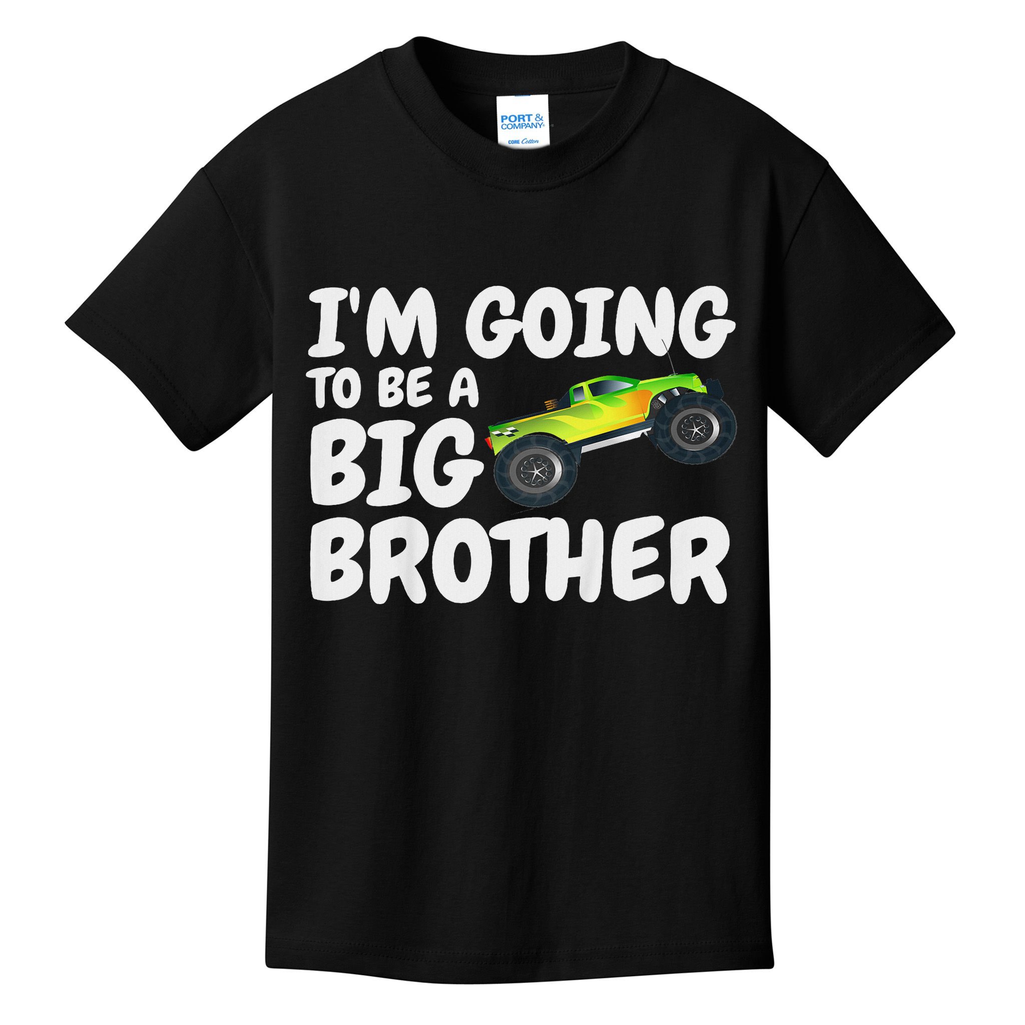 I'm Going To Be A Big Brother Announcement Monster Truck Car Kids T-Shirt