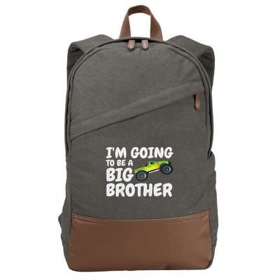 I'm Going To Be A Big Brother Announcement Monster Truck Car Cotton Canvas Backpack