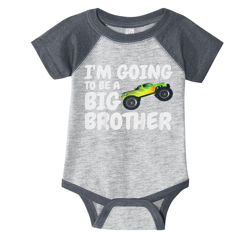 I'm Going To Be A Big Brother Announcement Monster Truck Car Infant Baby Jersey Bodysuit