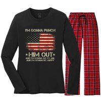 I'm Gonna Punch Him Out I'm Gonna Go To Jail Nancy Pelosi Women's Long Sleeve Flannel Pajama Set 