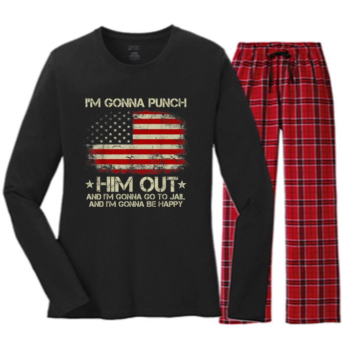 I'm Gonna Punch Him Out I'm Gonna Go To Jail Nancy Pelosi Women's Long Sleeve Flannel Pajama Set 