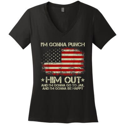 I'm Gonna Punch Him Out I'm Gonna Go To Jail Nancy Pelosi Women's V-Neck T-Shirt