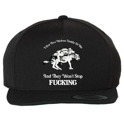 I Got Two Wolves Inside Of Me And They Wont Stop Fuckin Wool Snapback Cap