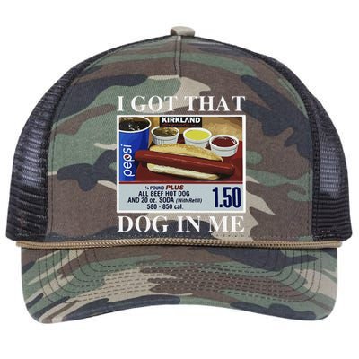 I Got That Dog In Me  Keep 150 Dank Meme Costco Hot Dog Combo Retro Rope Trucker Hat Cap