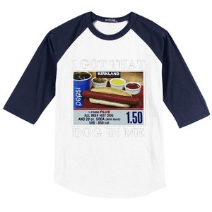 I Got That Dog In Me  Keep 150 Dank Meme Costco Hot Dog Combo Baseball Sleeve Shirt