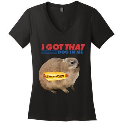 I Got That Dog In Me Hyrax Animal Funny Design Women's V-Neck T-Shirt