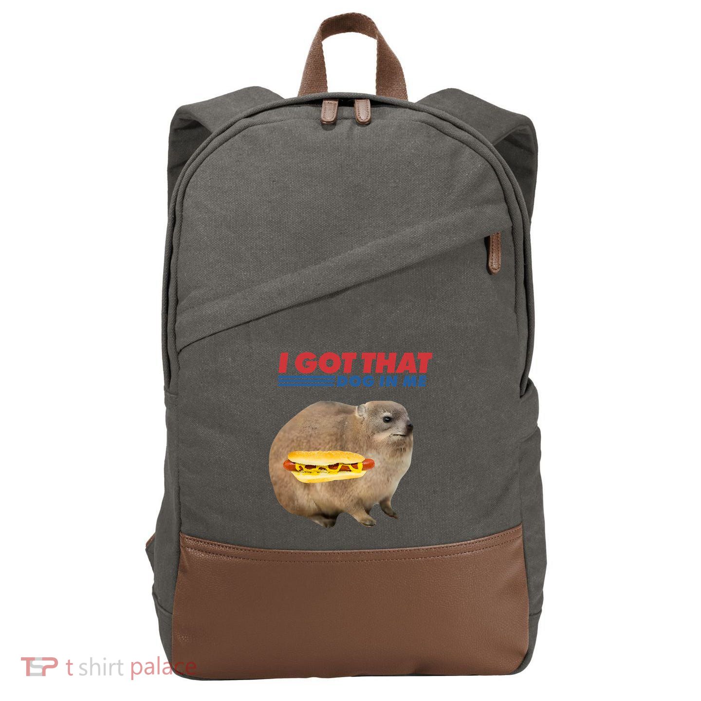 I Got That Dog In Me Hyrax Animal Funny Design Cotton Canvas Backpack