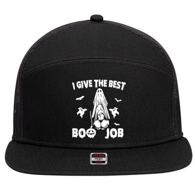 I Give The Best Boo Job Funny Joke Halloween Inappropriate 7 Panel Mesh Trucker Snapback Hat