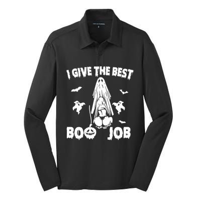 I Give The Best Boo Job Funny Joke Halloween Inappropriate Silk Touch Performance Long Sleeve Polo