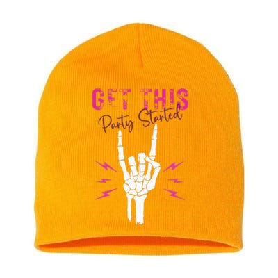 I Get This Party Started Skeleton Color Short Acrylic Beanie