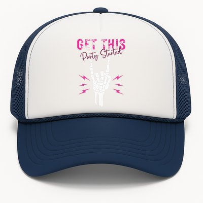 I Get This Party Started Skeleton Color Trucker Hat