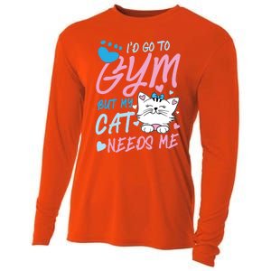 I'd Go To Gym But My Cat Needs Me Felidae Gift Meaningful Gift Cooling Performance Long Sleeve Crew