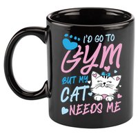 I'd Go To Gym But My Cat Needs Me Felidae Gift Meaningful Gift 11oz C Handle Ceramic Mug
