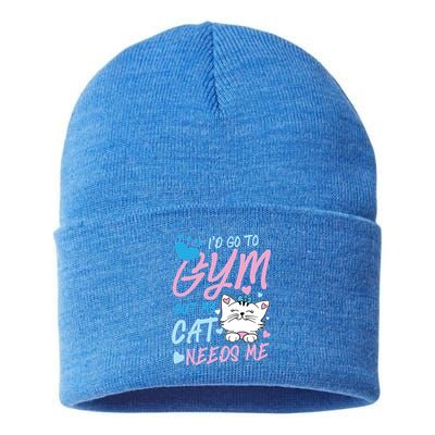 I'd Go To Gym But My Cat Needs Me Felidae Gift Meaningful Gift Sustainable Knit Beanie