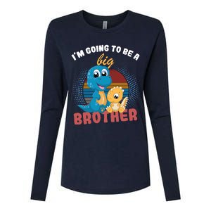 IM Going To Be A Big Brother 2024 Dinosaur Womens Cotton Relaxed Long Sleeve T-Shirt