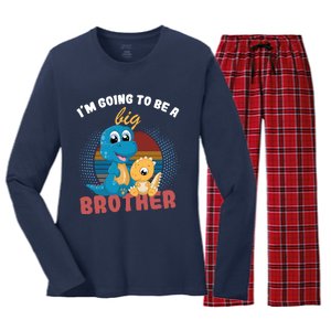 IM Going To Be A Big Brother 2024 Dinosaur Women's Long Sleeve Flannel Pajama Set 