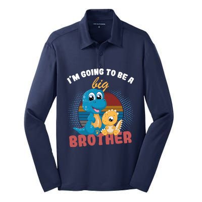 IM Going To Be A Big Brother 2024 Dinosaur Silk Touch Performance Long Sleeve Polo