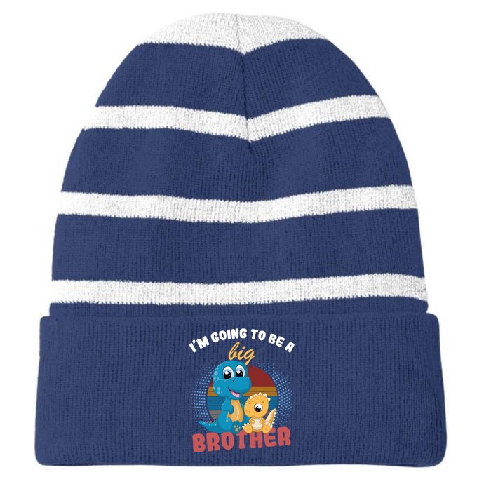 IM Going To Be A Big Brother 2024 Dinosaur Striped Beanie with Solid Band