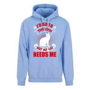 I'd Go To The Gym But My Cat Needs Me Cat Lovers Gift Unisex Surf Hoodie