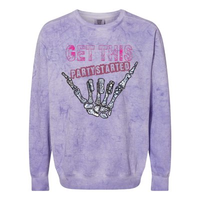 I Get This Party Started Skeleton Color Colorblast Crewneck Sweatshirt