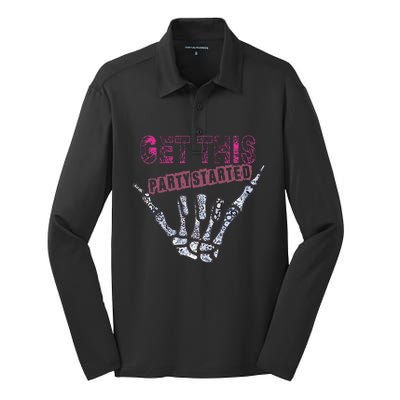 I Get This Party Started Skeleton Color Silk Touch Performance Long Sleeve Polo