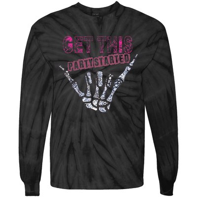 I Get This Party Started Skeleton Color Tie-Dye Long Sleeve Shirt