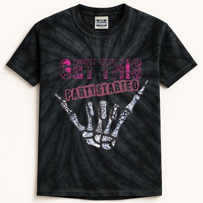 I Get This Party Started Skeleton Color Kids Tie-Dye T-Shirt