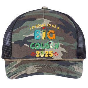 IM Going To Be A Big Cousin 2025 Cute Dinosaur Brother Gift Retro Rope Trucker Hat Cap