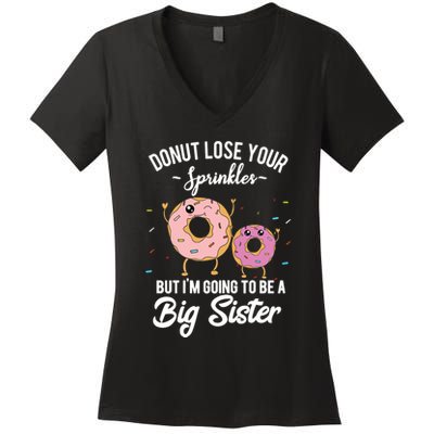 Im Going To Be A Big Sister Baby Announcement Donut Reveal Women's V-Neck T-Shirt
