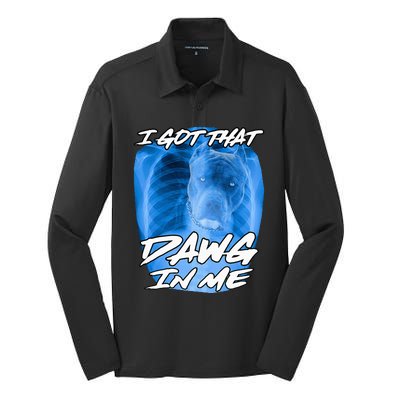 I Got That Dawg In Me Xray Pitbull Ironic Meme Viral Silk Touch Performance Long Sleeve Polo