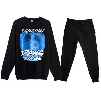 I Got That Dawg In Me Xray Pitbull Ironic Meme Viral Premium Crewneck Sweatsuit Set