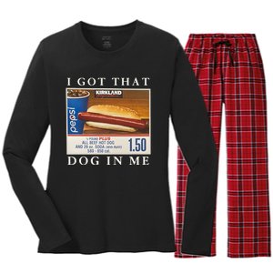 I Got That Hot Dog In Me Funny 4th of july Women's Long Sleeve Flannel Pajama Set 