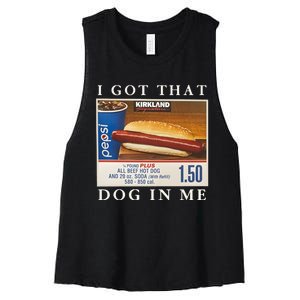 I Got That Hot Dog In Me Funny 4th of july Women's Racerback Cropped Tank