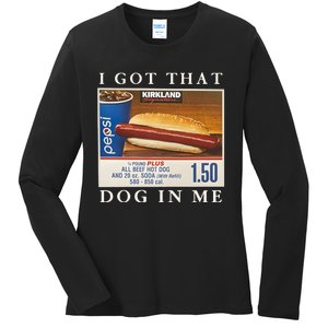 I Got That Hot Dog In Me Funny 4th of july Ladies Long Sleeve Shirt