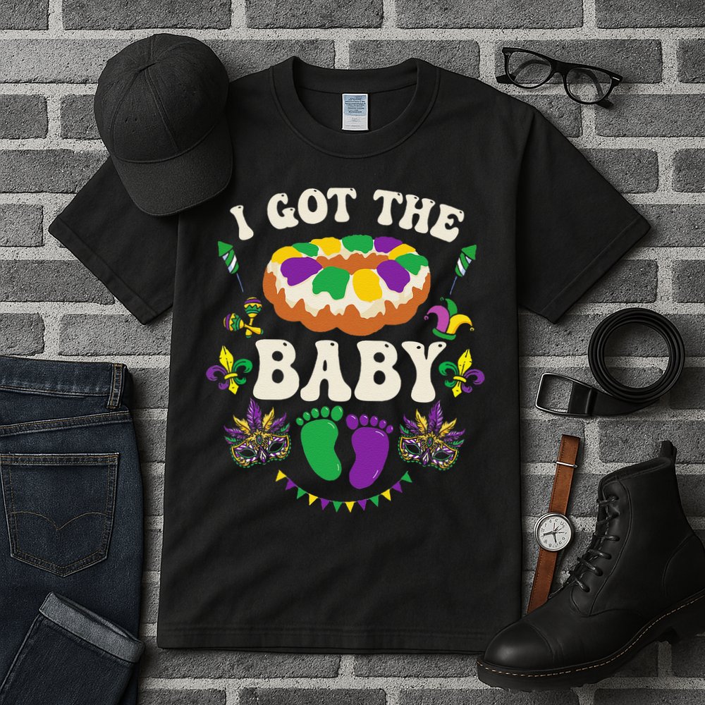 I Got The Baby Pregnancy Announcet Funny Mardi Gras Tall T-Shirt