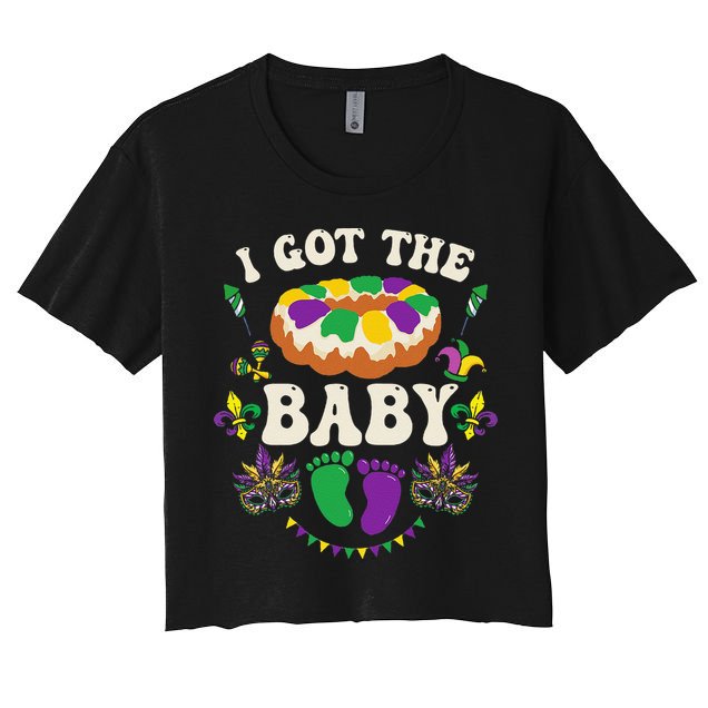 I Got The Baby Pregnancy Announcet Funny Mardi Gras Crop Top