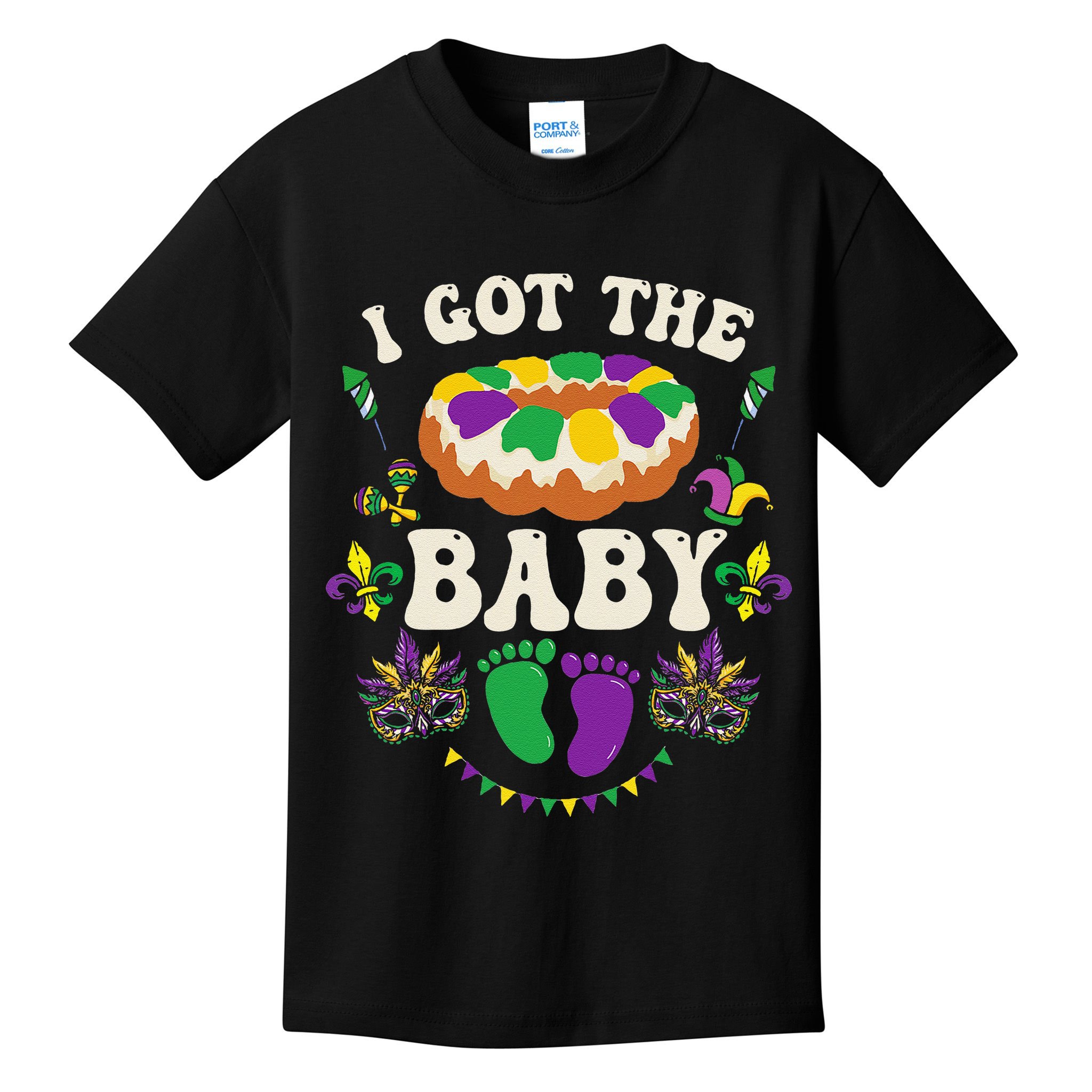 I Got The Baby Pregnancy Announcet Funny Mardi Gras Kids T-Shirt