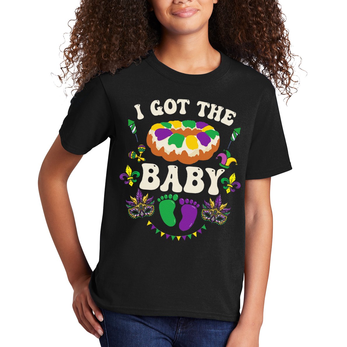 I Got The Baby Pregnancy Announcet Funny Mardi Gras Kids T-Shirt