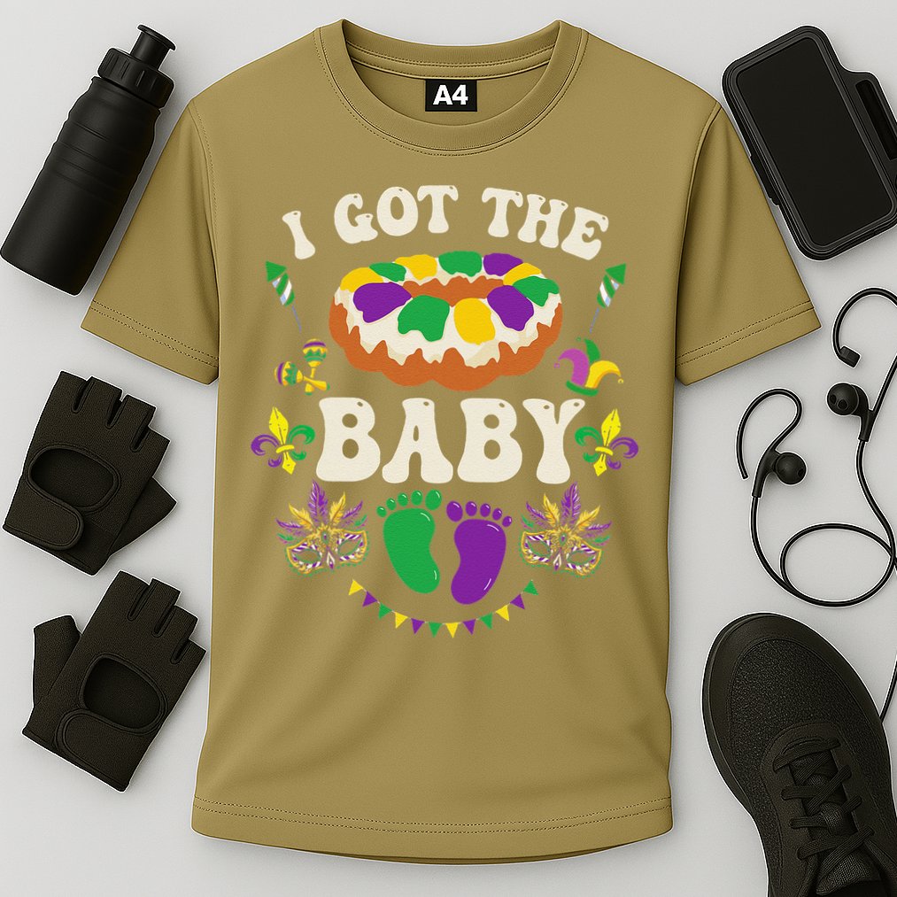 I Got The Baby Pregnancy Announcet Funny Mardi Gras Cooling Performance Crew T-Shirt