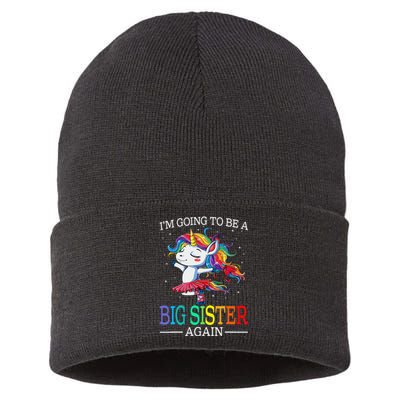 I'm Going To Be A Big Sister Again Unicorn Sustainable Knit Beanie