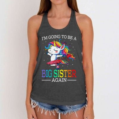 I'm Going To Be A Big Sister Again Unicorn Women's Knotted Racerback Tank