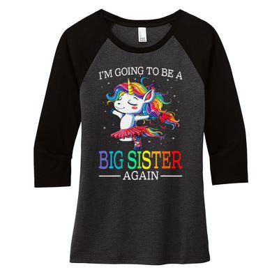 I'm Going To Be A Big Sister Again Unicorn Women's Tri-Blend 3/4-Sleeve Raglan Shirt