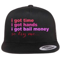 I Got Time I Got Hands I Got Bail Money So Try Me...Apparel Flatbill Hat