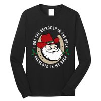 I Got The Reindeer In The Back Funny Cowboy Santa Parody Long Sleeve Shirt