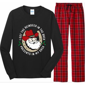 I Got The Reindeer In The Back Funny Cowboy Santa Parody Long Sleeve Pajama Set