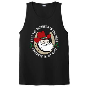 I Got The Reindeer In The Back Funny Cowboy Santa Parody PosiCharge Competitor Tank