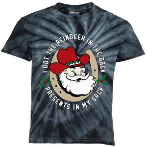 I Got The Reindeer In The Back Funny Cowboy Santa Parody Kids Tie-Dye T-Shirt