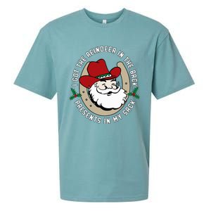 I Got The Reindeer In The Back Funny Cowboy Santa Parody Sueded Cloud Jersey T-Shirt