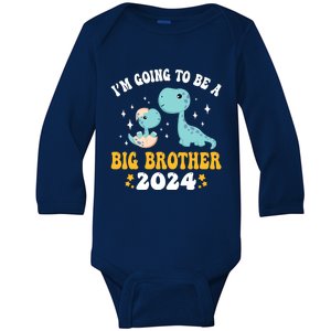 IM Going To Be A Big Brother 2024 Announcement Dinosaur Baby Long Sleeve Bodysuit