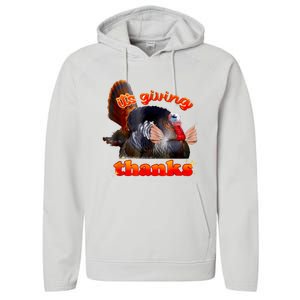 It’S Giving Thanks Turkey Thanksgiving Performance Fleece Hoodie